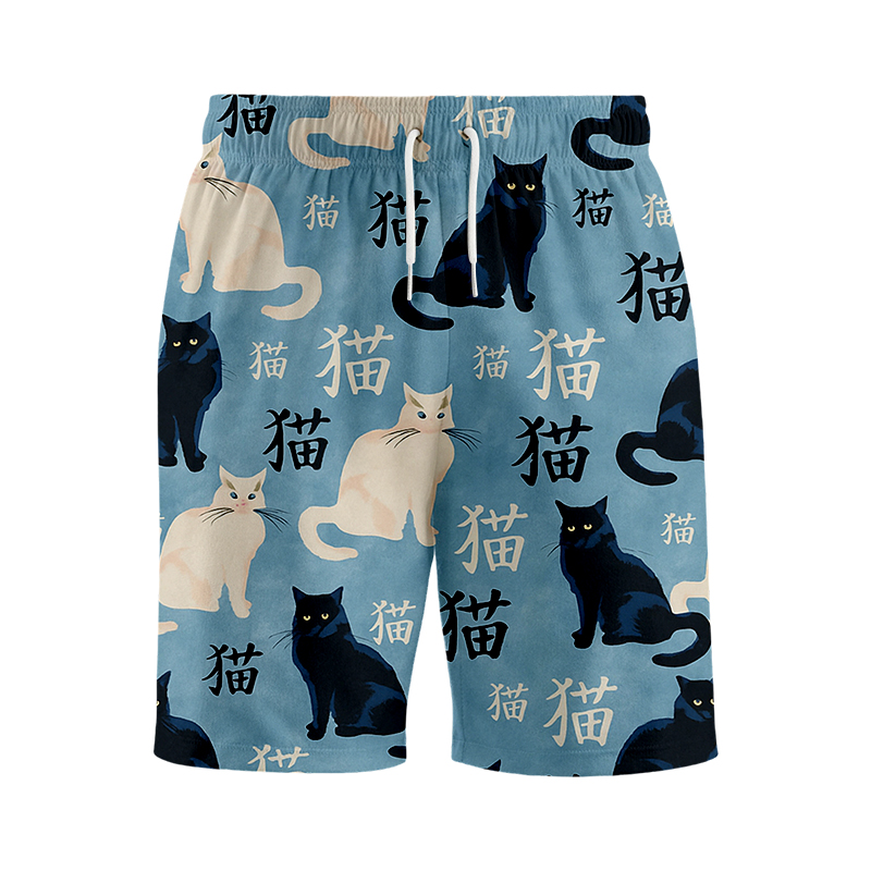 Tokyocanvas Japanese Black And White Cat Swim Short