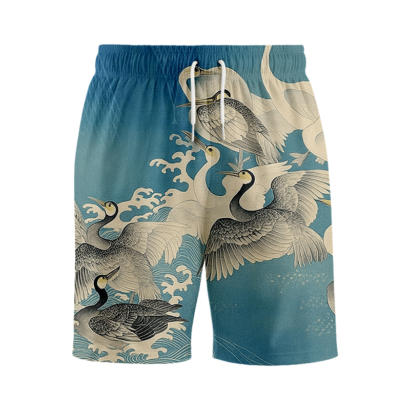 Tokyocanvas Japanese Vintage Kimono Aloha Swim Short