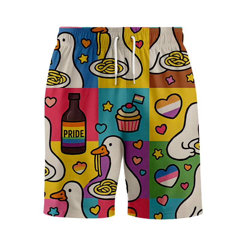 Tokyocanvas Pride japanese Goose Eat Spaghetti Aloha Swim Short