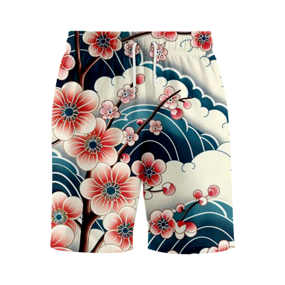 Tokyocanvas Pink And White Cherry Blossoms Swim Short