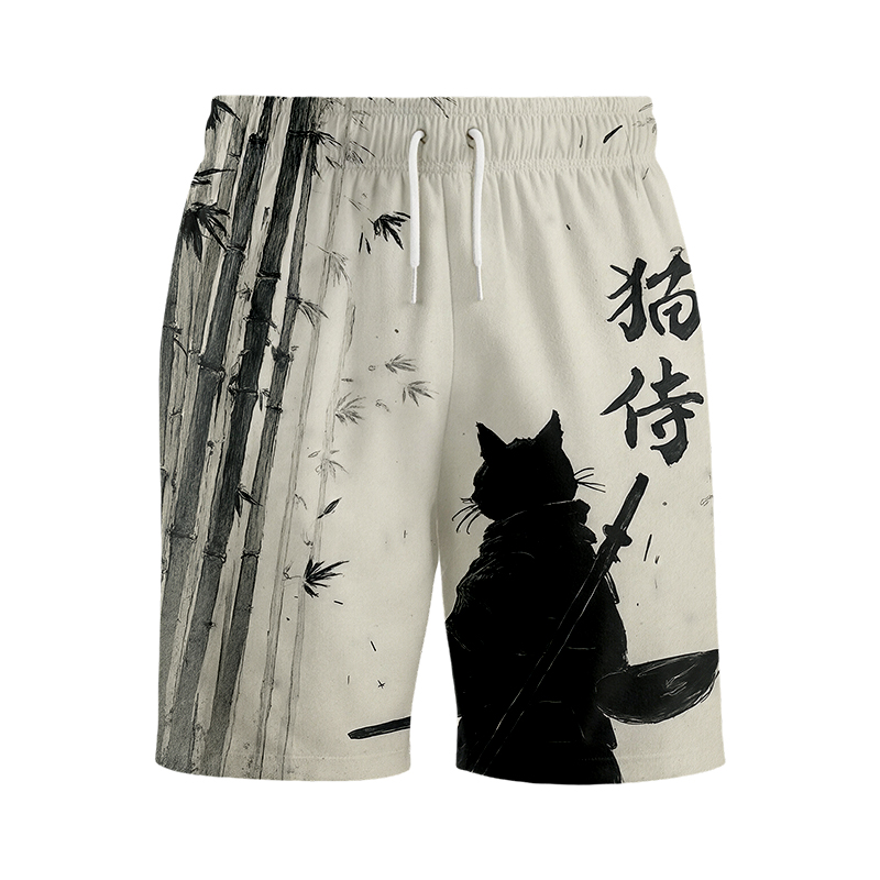 Tokyocanvas Samurai Cat In The Bamboo Forest Swim Short