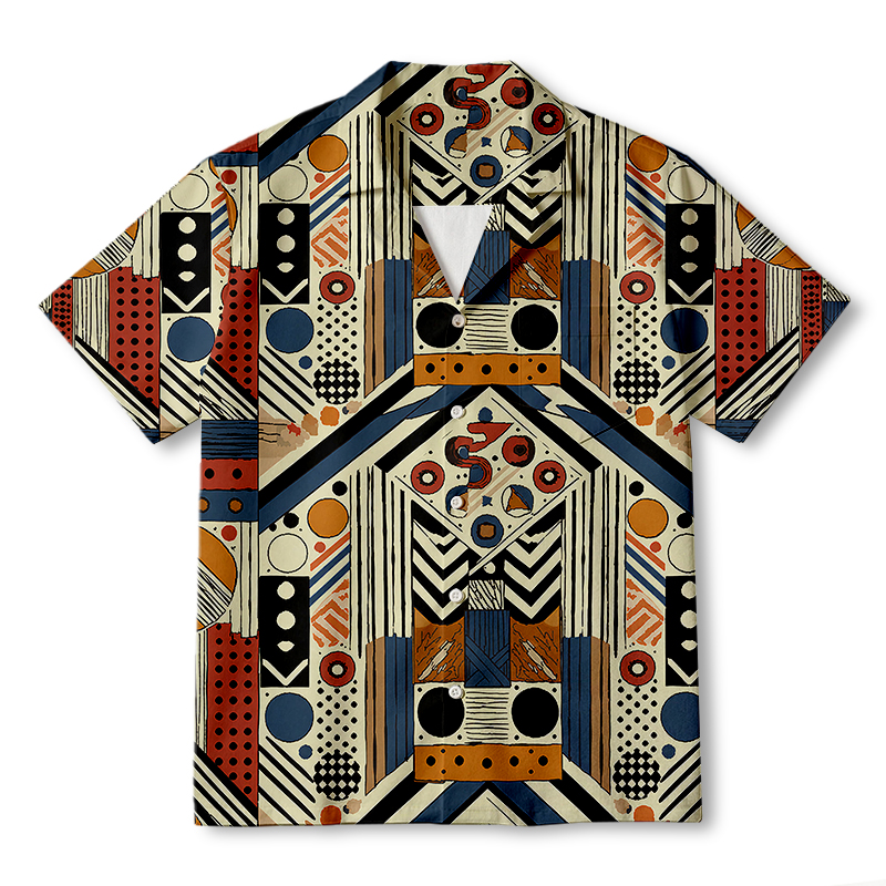 Tokyocanvas Geometric Hawaiian Shirt