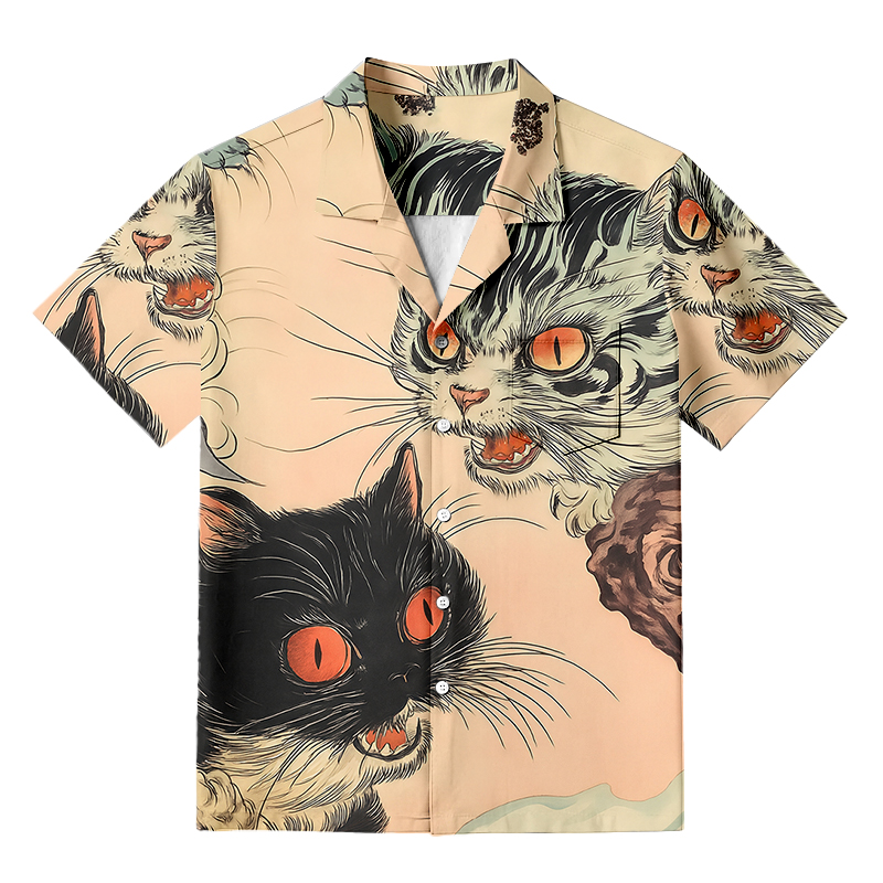 Tokyocanvas Ghost Cat Riot Hawaiian Shirt