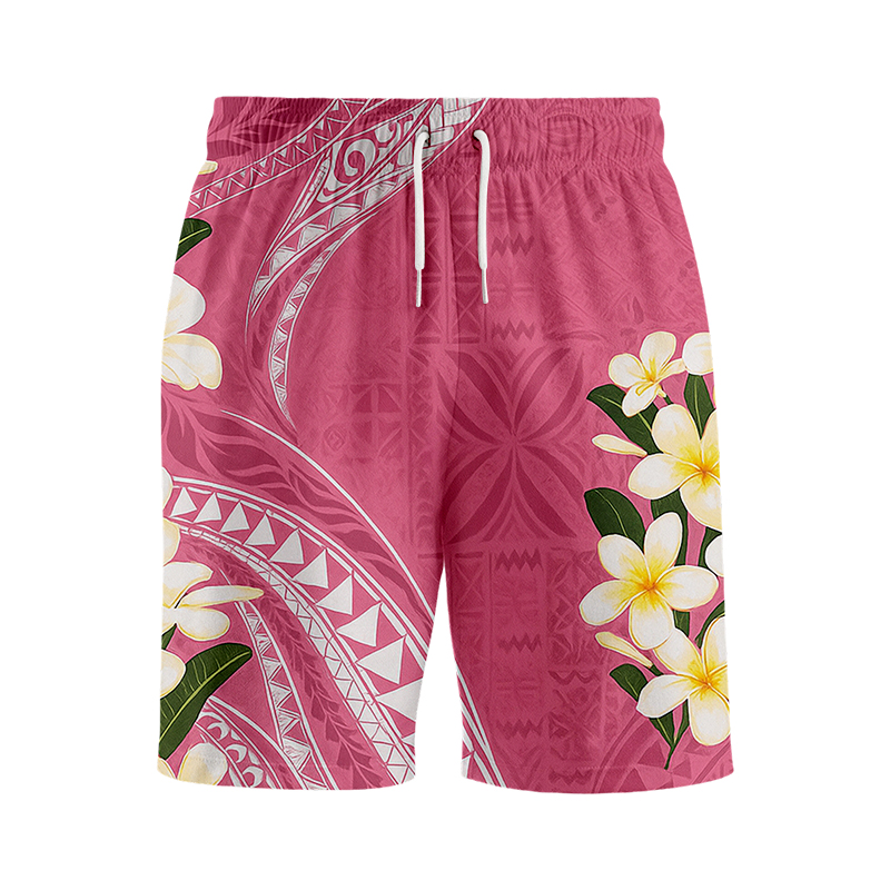 Tokyocanvas Aloha Pink Flowers Swim Short