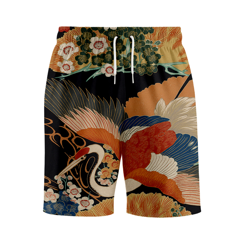 Tokyocanvas Japanese Colorful Crane Swim Short