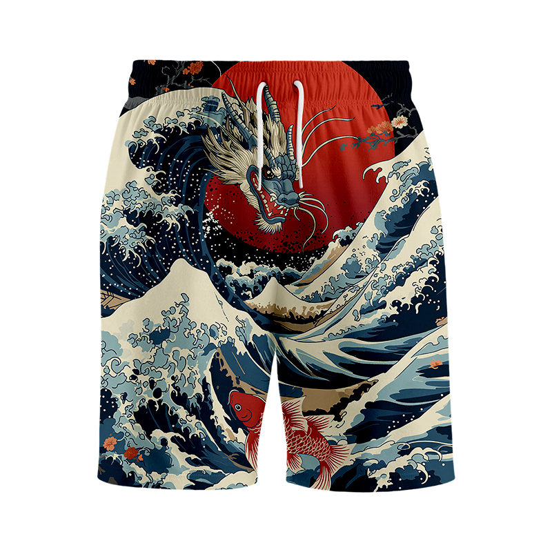 Tokyocanvas Japanese Dragon Koi Fish Swim Short