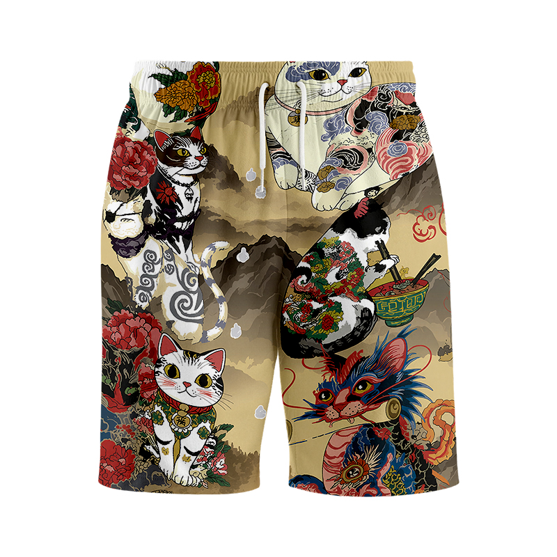Tokyocanvas Japanese Cat Tattoo Swim Short