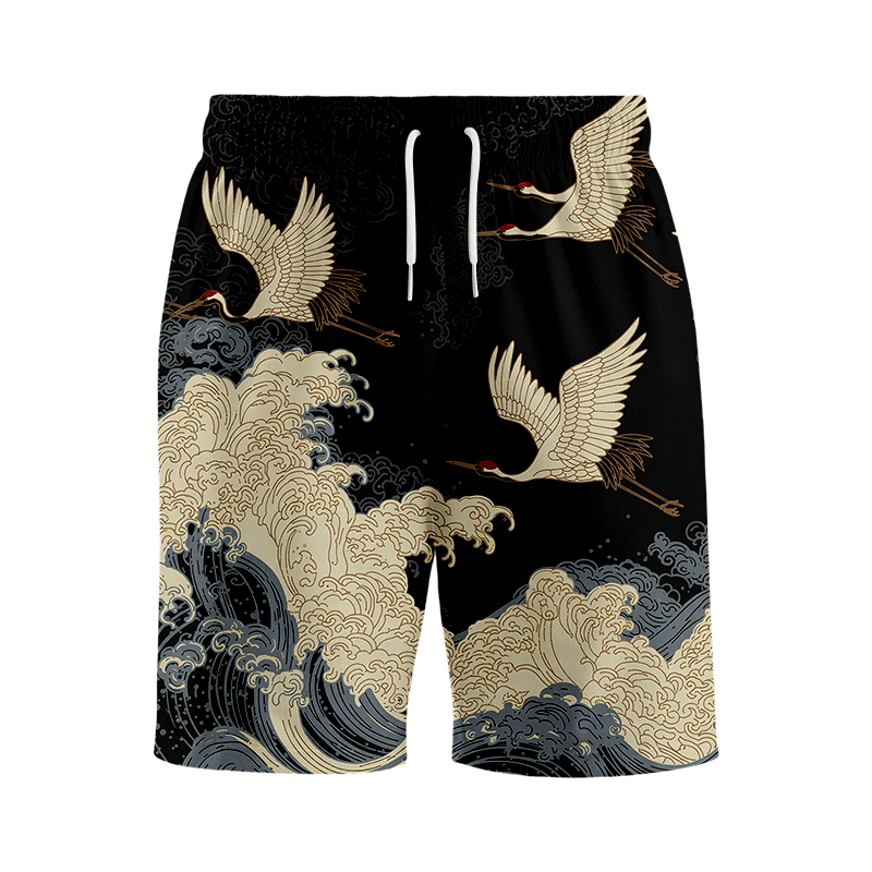 Tokyocanvas Crane Waves Elegance Swim Short