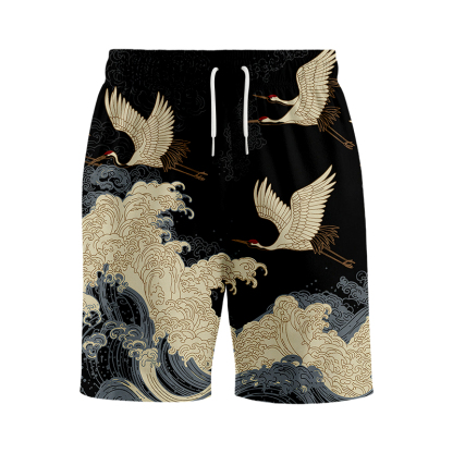 Tokyocanvas Crane Waves Elegance Swim Short