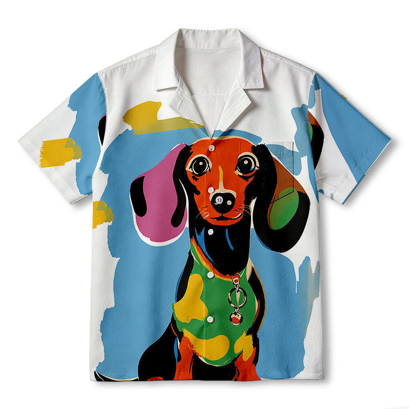Tokyocanvas Art Dachshund Hawaiian Shirt