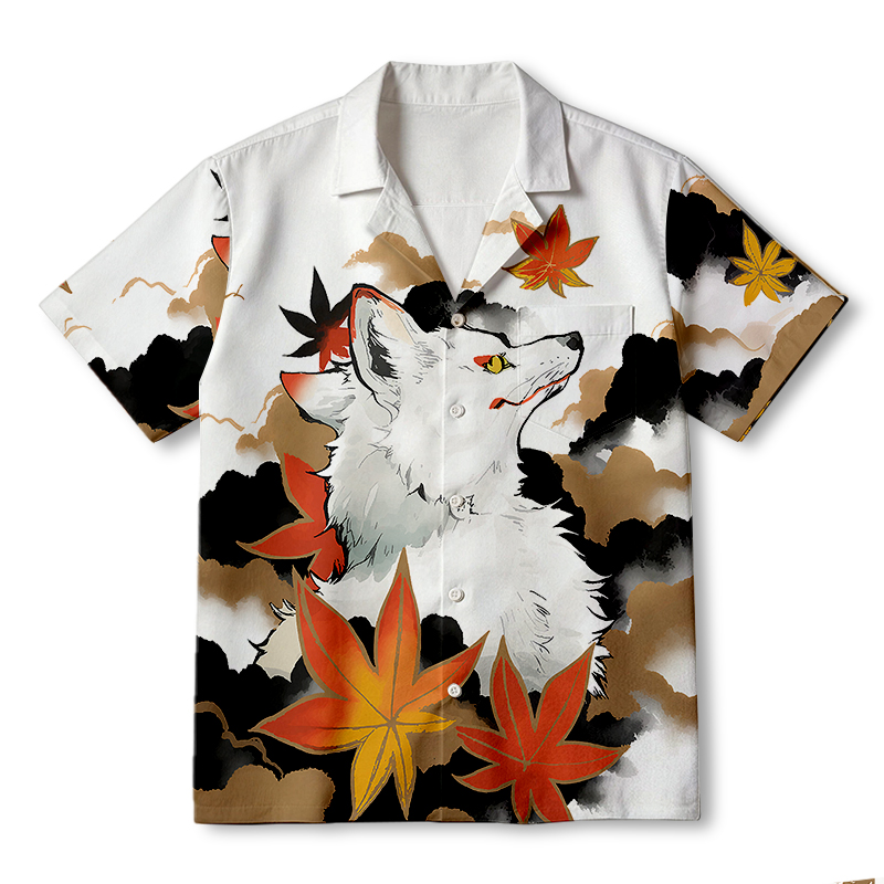 Tokyocanvas Japanese Fox Hawaiian Shirt