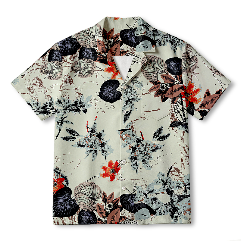 Tokyocanvas Palms Flowers Hawaiian Shirt