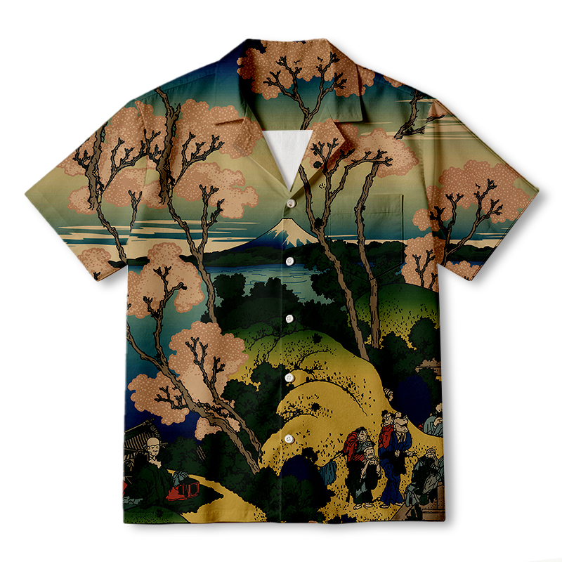 Tokyocanvas Mount Fuji & Cherry Blossoms Hawaiian Shirt