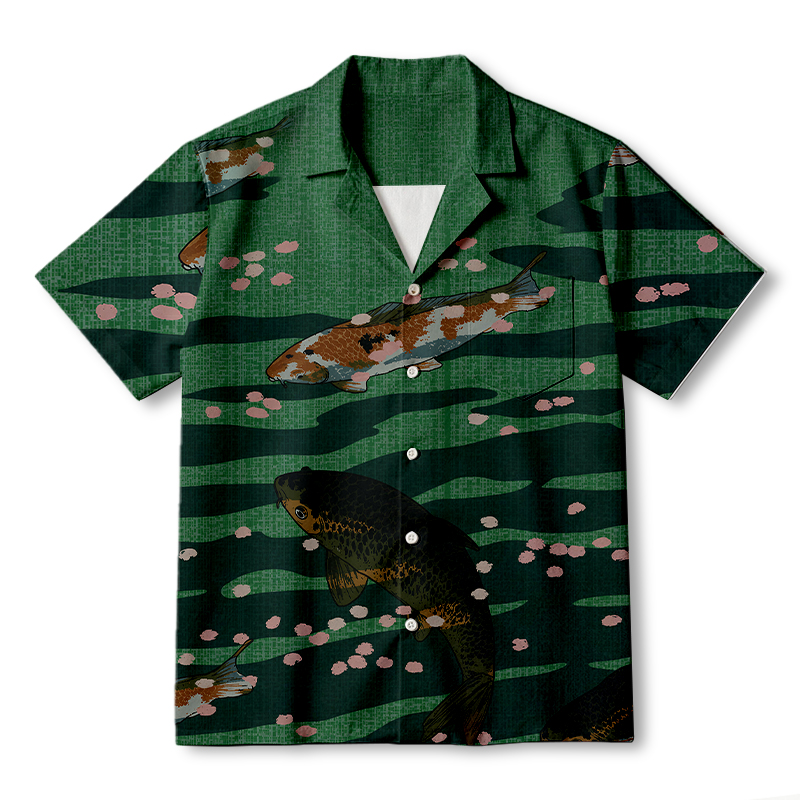 Tokyocanvas Two Koi Fish Hawaiian Shirt