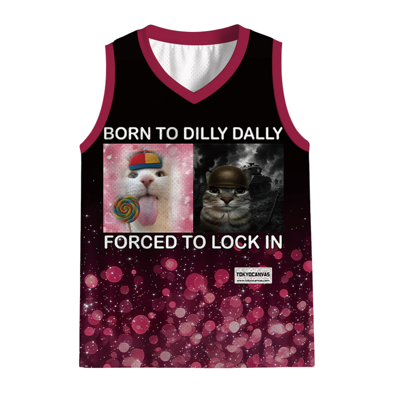 Tokyocanvas Born to Dilly Dally Funny Cat Meme Jersey Tank