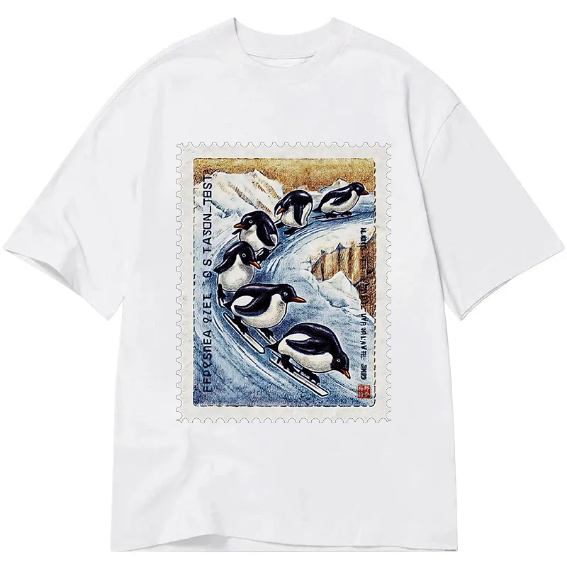 Tokyocanvas Gliding Penguin Stamp Classic T-Shirt