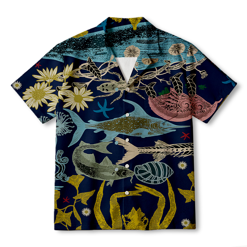 Tokyocanvas Marine Species Hawaiian Shirt