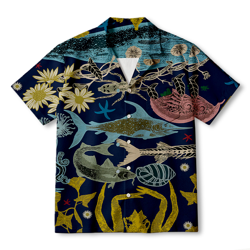 Tokyocanvas Marine Species Hawaiian Shirt