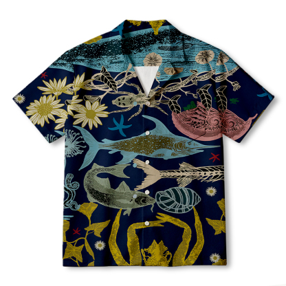 Tokyocanvas Marine Species Hawaiian Shirt