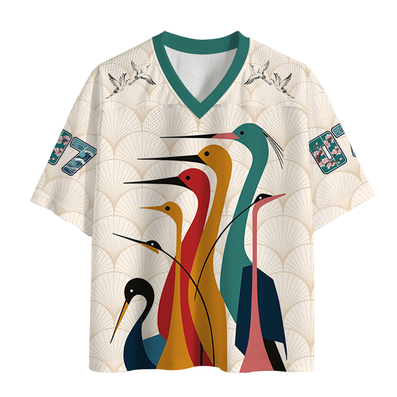 Tokyocanvas Various Types Of Cranes Mesh Jersey