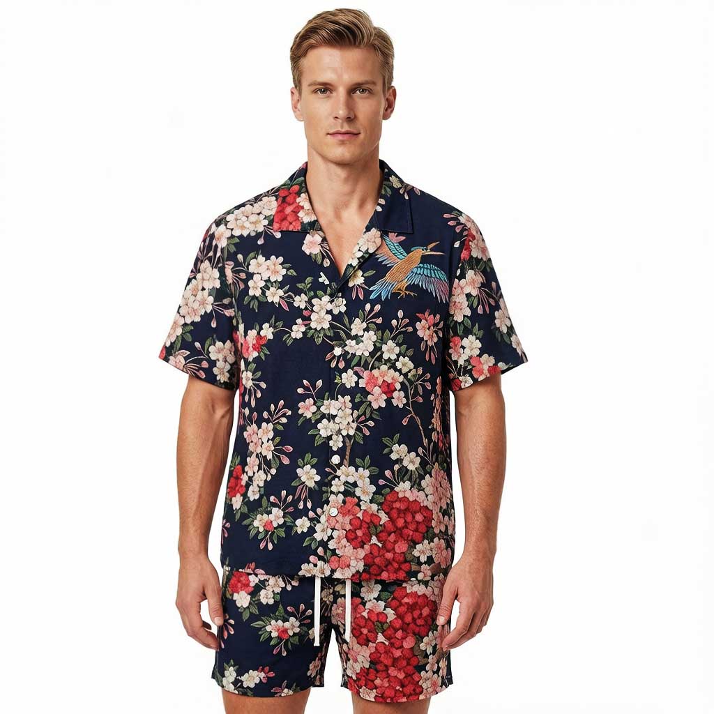 Tokyocanvas Sakura Navy Hawaiian Shirt