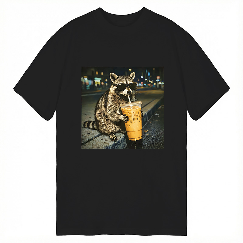 Tokyocanvas Racoon with a Ice Coffee Classic T-Shirt