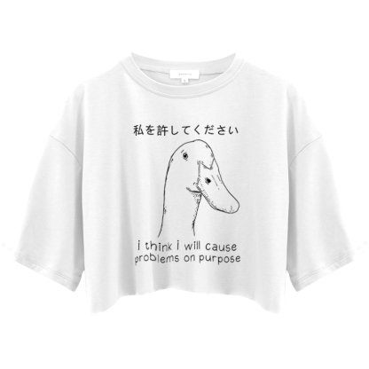Tokyocanvas Stupid Goose Funny Crop Top