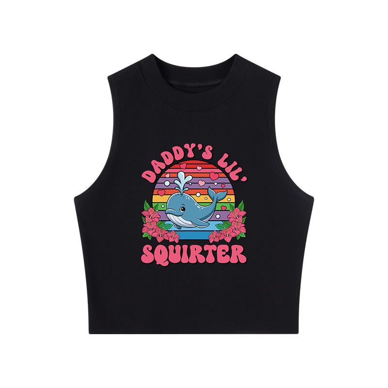 Tokyocanvas Funny Daddy's Lil Squirter Crew Neck Crop Top
