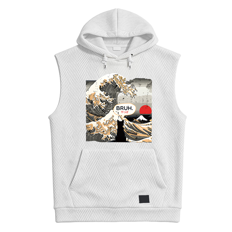 Tokyocanvas Bruh Cat Great Wave Hooded Tank