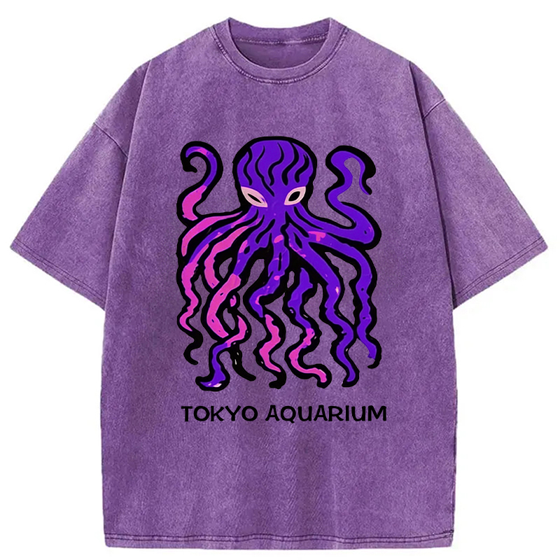 Tokyocanvas Tokyo Aquarium Octopus Washed T-Shirt
