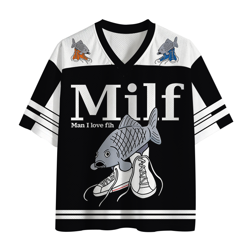 Tokyocanvas Milf-Man I Love Fih Fish Meme Mesh Jersey