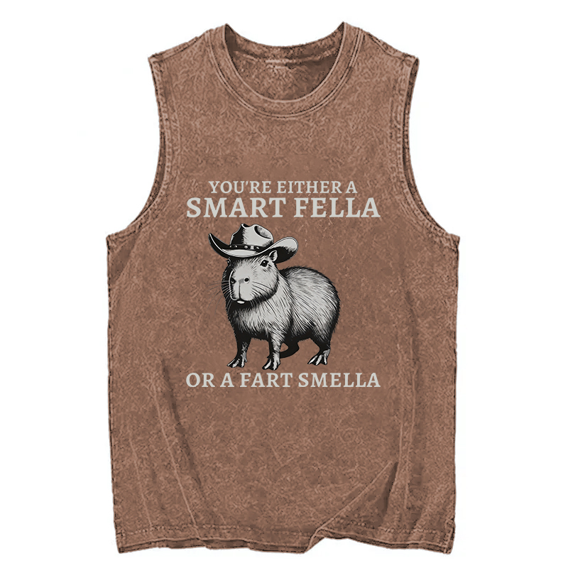 Tokyocanvas Retro Smart Fella Capybara 90s Washed Tank