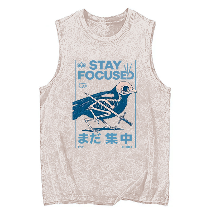 Tokyocanvas Bird Skull Japanese Washed Tank