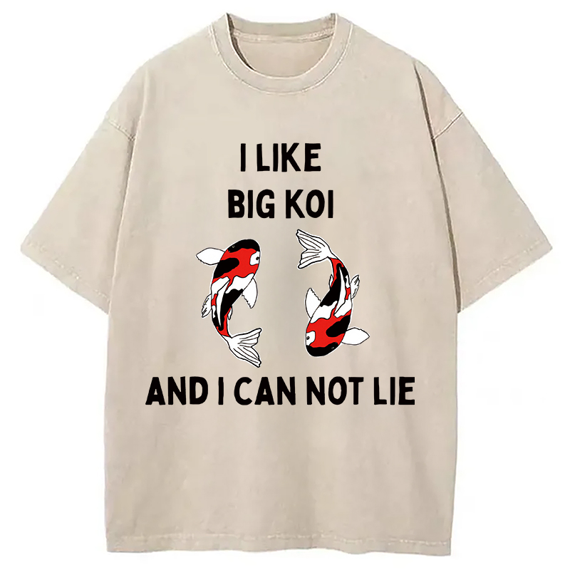 Tokyocanvas Vintage Koi Fish I Like Big Koi Washed T-Shirt