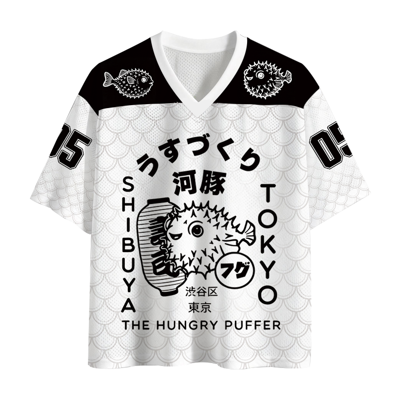 Tokyocanvas Japonais Puffer Fish Mesh Jersey