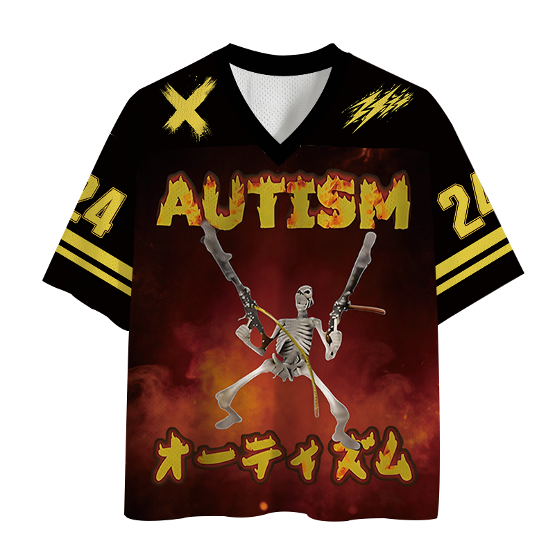 Tokyocanvas Autism Funny Skeleton Mesh Jersey