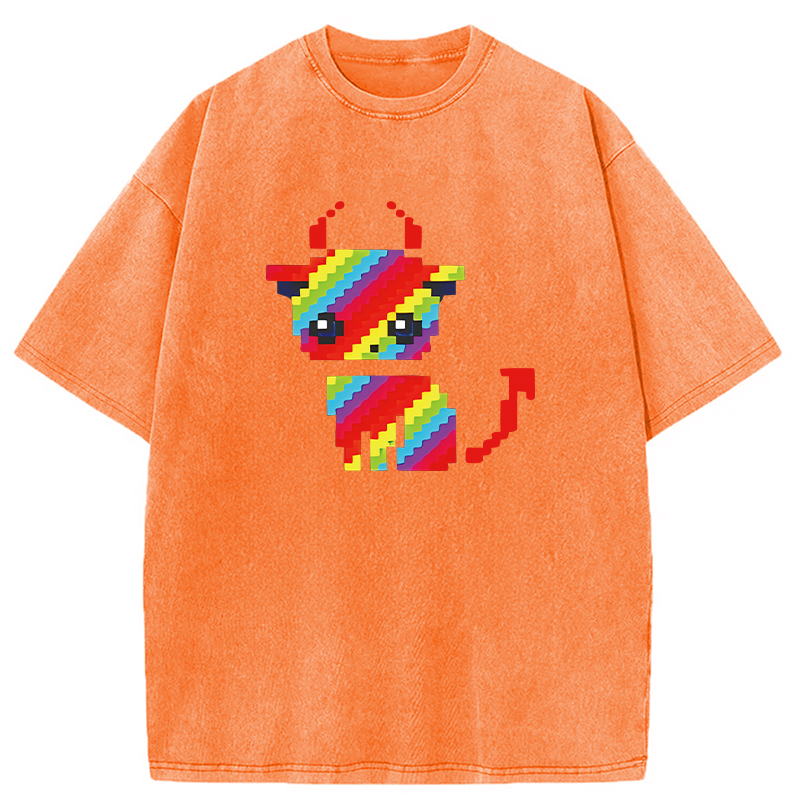 Tokyocanvas Heavy Metal Devil Cat Pixel Washed T-Shirt