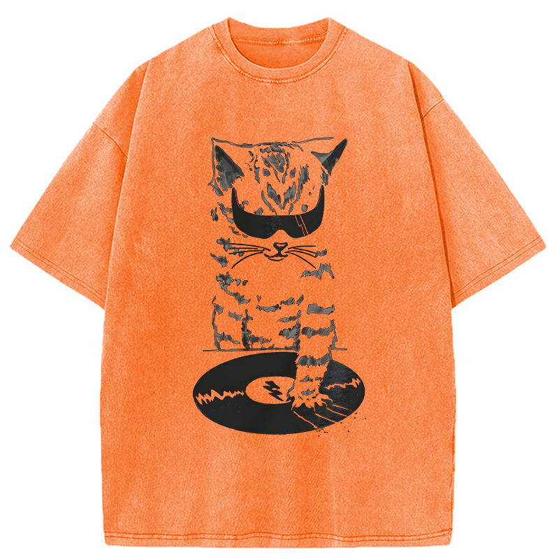 Tokyocanvas DJ Cat Washed T-Shirt