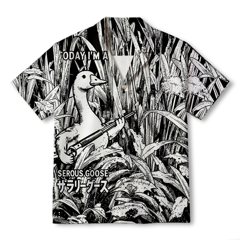 Tokyocanvas Serious Goose Hawaiian Shirt