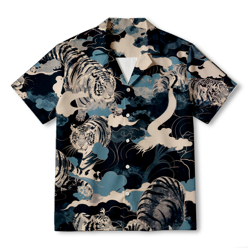 Tokyocanvas Tiger In The Waves Hawaiian Shirt