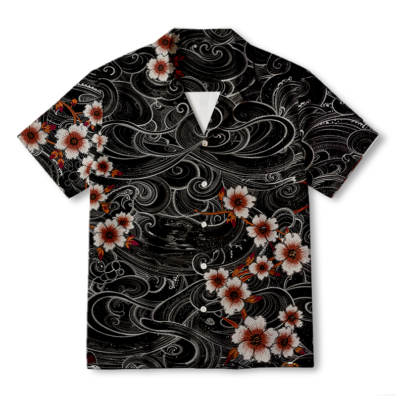 Tokyocanvas Floral Whirl Hawaiian Shirt