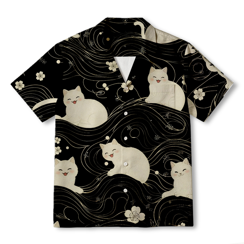 Tokyocanvas Mysterious Cat Hawaiian Shirt