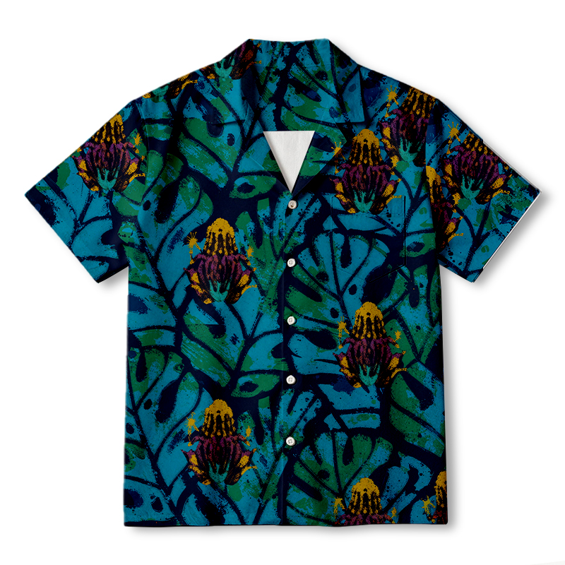 Tokyocanvas Japanese Retro Frog Hawaiian Shirt