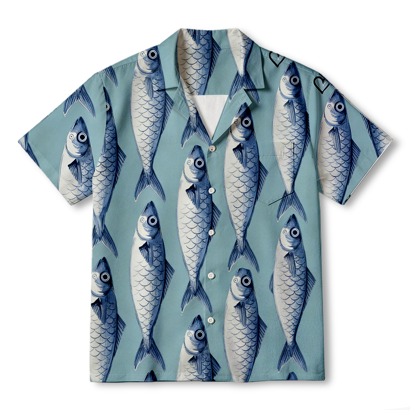 Tokyocanvas School Of Fish Hawaiian Shirt