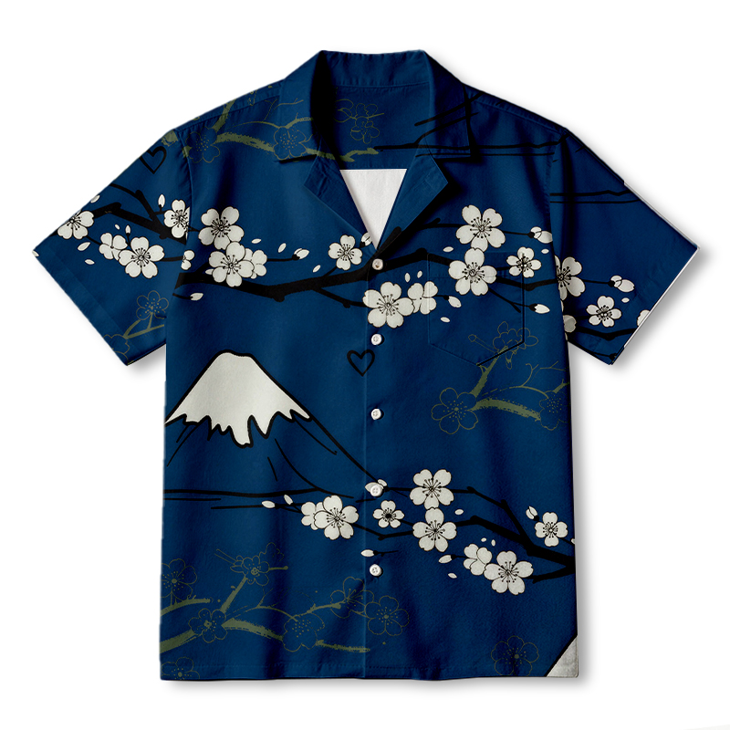Tokyocanvas Fuji Blossoms Hawaiian Shirt