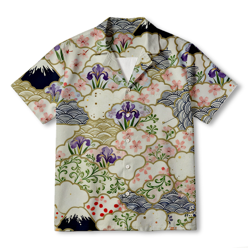 Tokyocanvas Blossoms Silhouettes Hawaiian Shirt