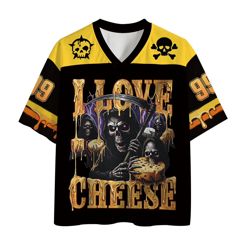 Tokyocanvas Skeleton Cheese Funny Gothic Meme Mesh Jersey