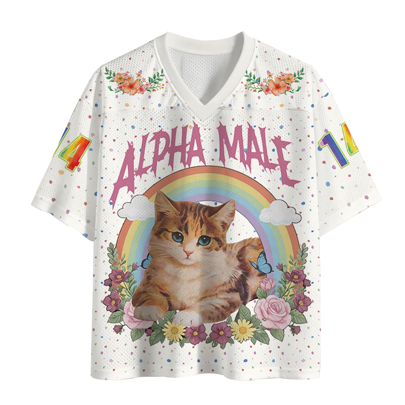 Tokyocanvas Alpha Male Funny Kitten Meme Mesh Jersey