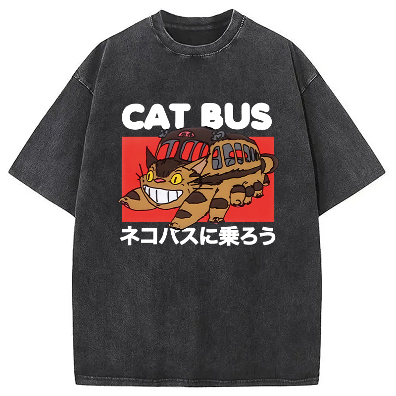 Tokyocanvas Cat Bus Washed T-Shirt