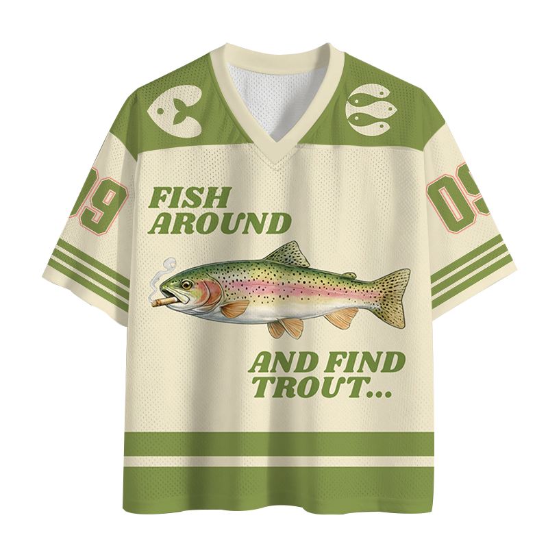 Tokyocanvas Fish Around and Find Trout Meme Mesh Jersey